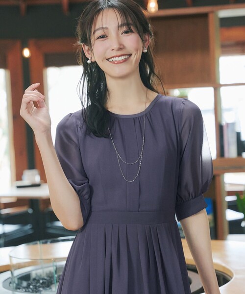 「Tiaclasse」 半袖ワンピース XX-LARGE ネイビー レディース_画像5