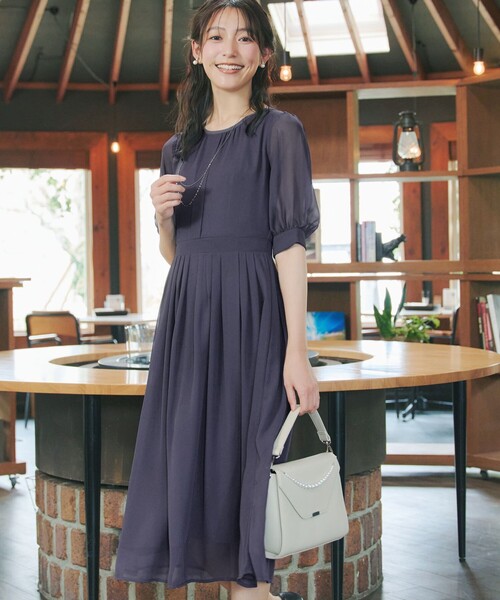 「Tiaclasse」 半袖ワンピース XX-LARGE ネイビー レディース_画像7