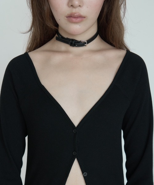 【いー】コムデギャルソンチョーカー Carmelo チョーカー Croc-embossed Belt Choker / ブラックパテント