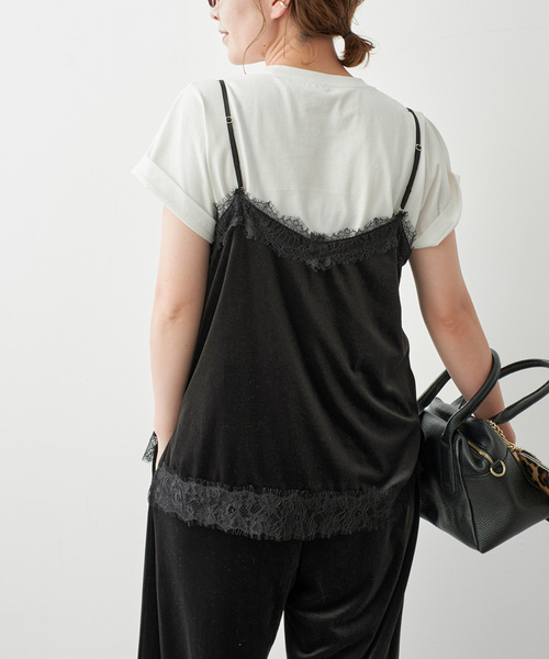 Spick&Span レースキャミソール Spick＆Span（スピック アンド スパン） キャミソール ベロアレース