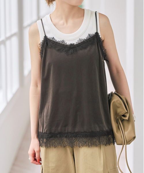 Spick&Span レースキャミソール Spick＆Span（スピック アンド スパン） キャミソール ベロアレース