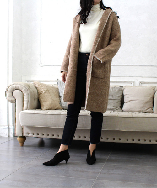 MODE ROBE カーディガン ステッチニットガウン レディース