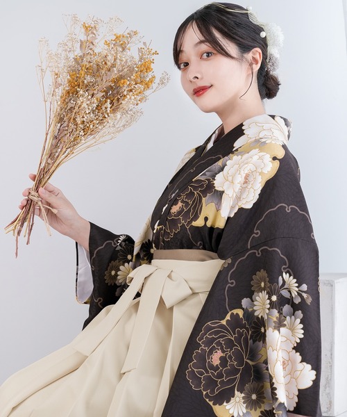 袴 簡単5点セット(着物、袴、襦袢、袴下帯、腰紐) 小学生150cm KYOETSU（京越） 着物 レディース 簡易袴 5点セット( 着物 + 袴 + 襦袢