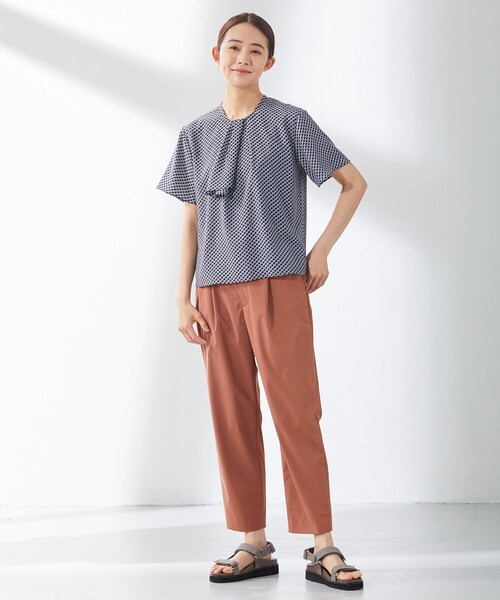 tシャツ Tシャツ レディース 「2WAY」幾何プリント ボウタイ