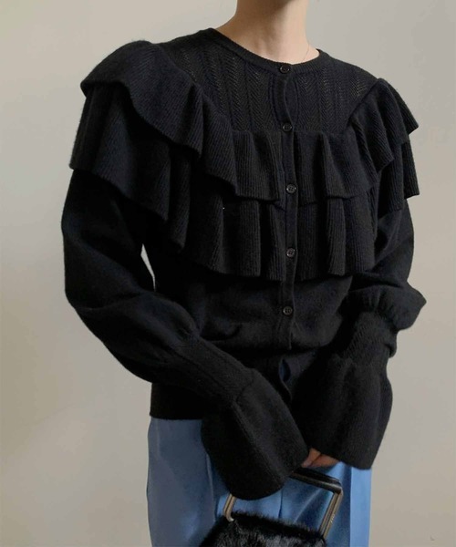 2WAY RUFFLE KNIT TOP ニットセーター セール】2WAY RUFFLE KNIT TOP（ニット/セーター）｜Ameri