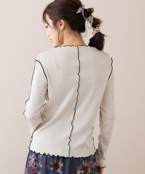 新品　未使用　ローズティアラ　配色メロー　リボン　カットソー　50サイズ Rose Tiara（ローズティアラ） tシャツ 配色メローカットソー