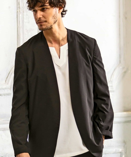 値下　1PIU1UGUALE3 RERAX ブラックジャケット 新品未使用 1PIU1UGUALE3 RELAX ジャケット ノーカラージャケット 1PIU1UGUALE3