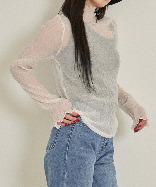 ANAP（アナップ） tシャツ シアーサムホールハイネックトップス