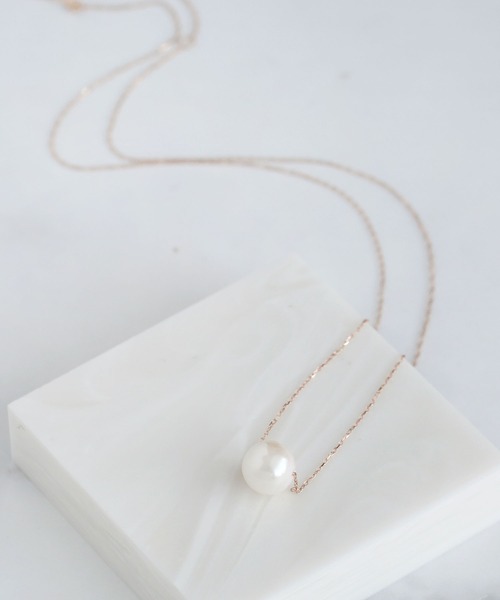 queite ネックレス K10 YG/PG 1粒アコヤパールのネックレス レディース 