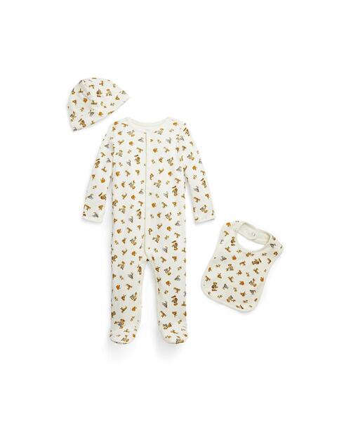 新品 ラルフローレン ベビー Poloベア コットン 3ピースセット⭐︎サイズ9M 新品 ラルフローレン ベビー Poloベア コットン 3ピースセット