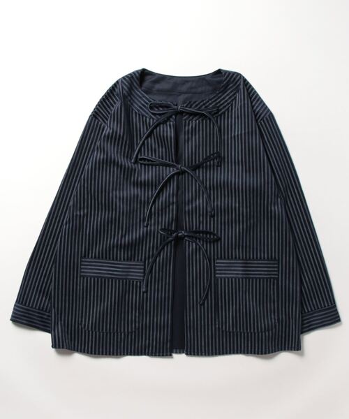 ブラウス シャツ ストライプコーデュロイフロントリボンブラウス レディース STYLEBLOCK ブラウス シャツ ストライプコーデュロイフロント