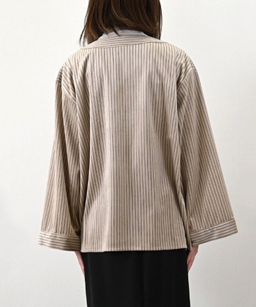 ブラウス シャツ ストライプコーデュロイフロントリボンブラウス レディース STYLEBLOCK ブラウス シャツ ストライプコーデュロイフロント