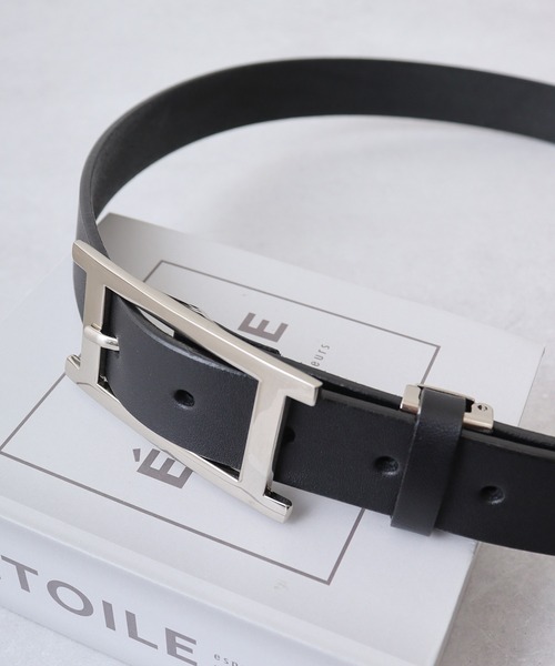 H字型バックル ブラックレザーベルト FUNALIVE（ファンアライブ） ベルト 日本製 30mmヌメ革Hバックルベルト