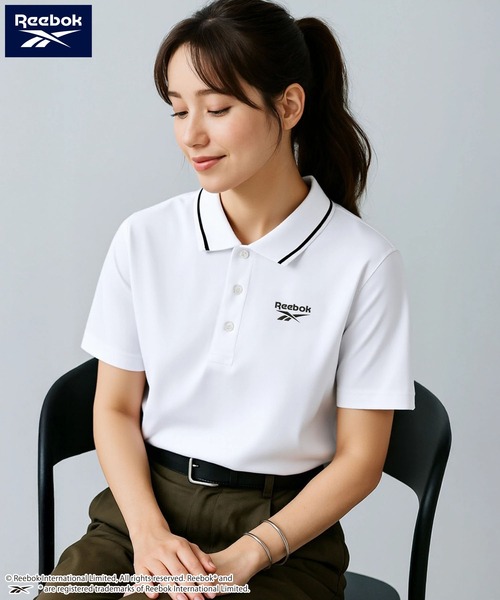Reebok ストライプ柄 ポロシャツ Reebok ストライプ ポロシャツ | ブラック | FARFETCH JP