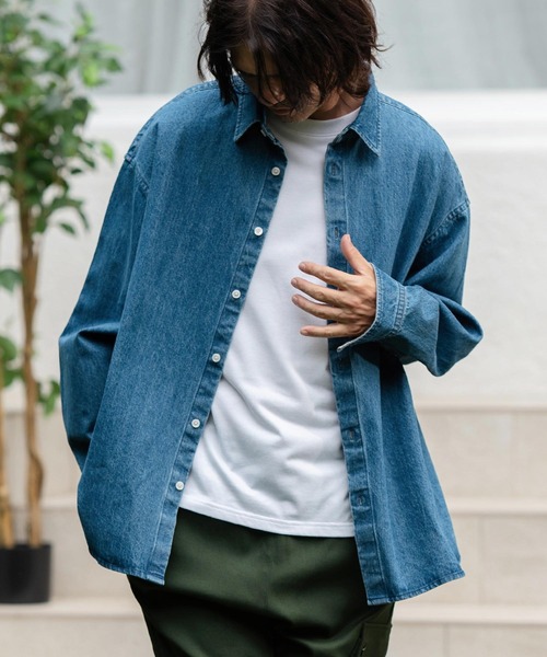 CAMBIO シャツ ms5736-Leopard Accent Denim Shirts デニム