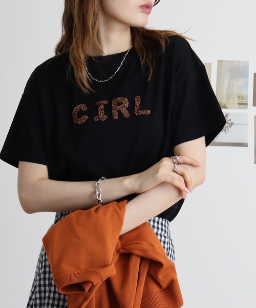 tシャツ Anna Nicola オーガニックコットンリボン刺繍Ｔシャツ レディース