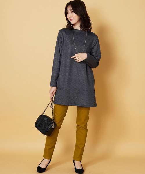 BELLUNA PLUS（ベルーナプラス） チュニック 裏ベロアサイドボタン使い