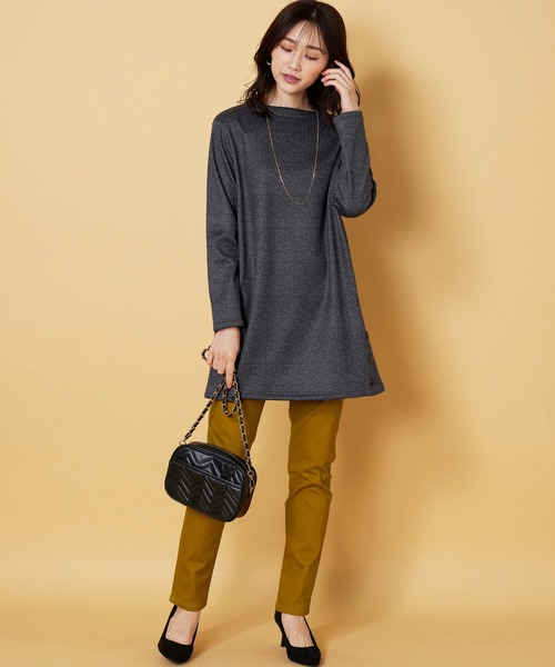 BELLUNA PLUS（ベルーナプラス） チュニック 裏ベロアサイドボタン使い