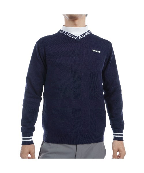 Admiral Vネックセーター Lサイズ ネイビー Admiral Golf セーター ニット UJジャガード Vネックセーター