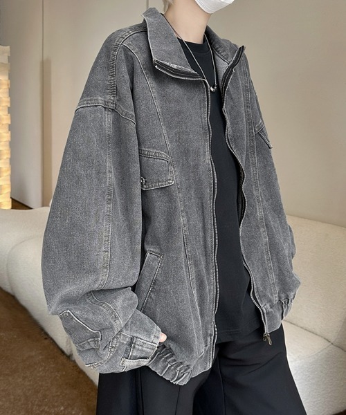 デニムジャケット gジャン 「FVLMEN」stand neck vintage denim zip