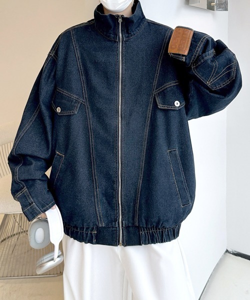 デニムジャケット gジャン 「FVLMEN」stand neck vintage denim zip
