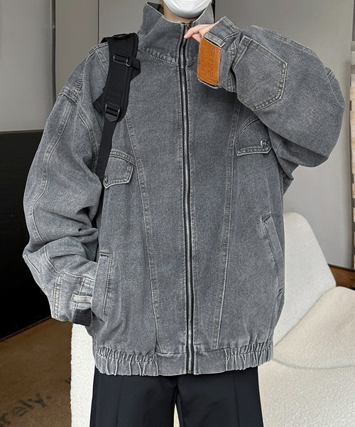 デニムジャケット gジャン 「FVLMEN」stand neck vintage denim zip