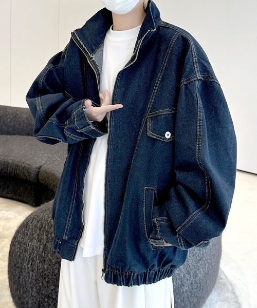 デニムジャケット gジャン 「FVLMEN」stand neck vintage denim zip