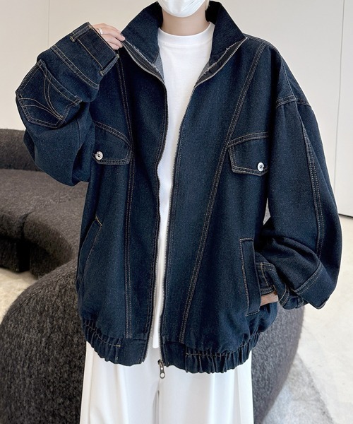 デニムジャケット gジャン 「FVLMEN」stand neck vintage denim zip