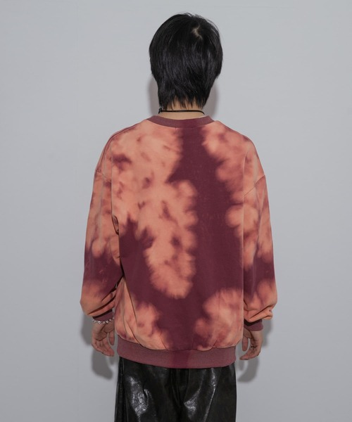 stone  ブリーチ加工　スウェット OPENING ACT] ダメージブリーチ加工クルーネックスウェット