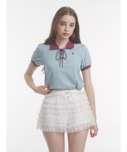 jouetie パンツ レースティアードフリルショートパンツ 夏服