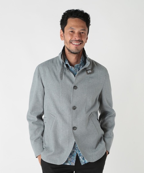 メンズビギ（MEN’S BIGI）/リネンツイード調ポリエステルスタンドカラーブルゾン MEN'S BIGI（メンズビギ） ブルゾン アウター リネンツイード調