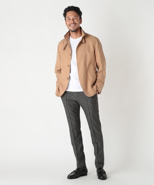 メンズビギ（MEN’S BIGI）/リネンツイード調ポリエステルスタンドカラーブルゾン MEN'S BIGI（メンズビギ） ブルゾン アウター リネンツイード調