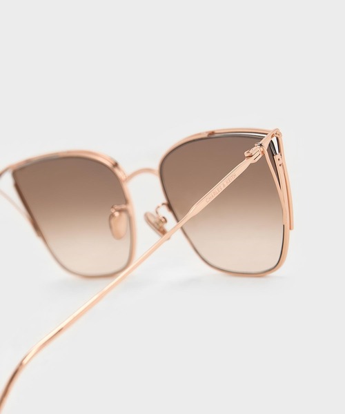 チャールズ＆キース スクエアサングラス CHARLES ＆ KEITH サングラス Shea シア メタリックリムスクエア