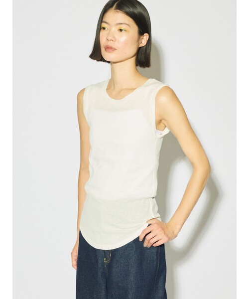 トップス kumi ダイヤ柄シアートップス/ホワイト – Lumier