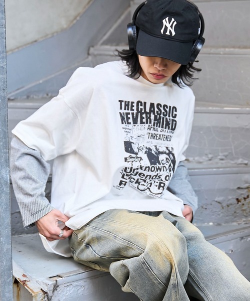 WEGO（ウィゴー） tシャツ WEGO/フェイクレイヤードグラフィックロンT