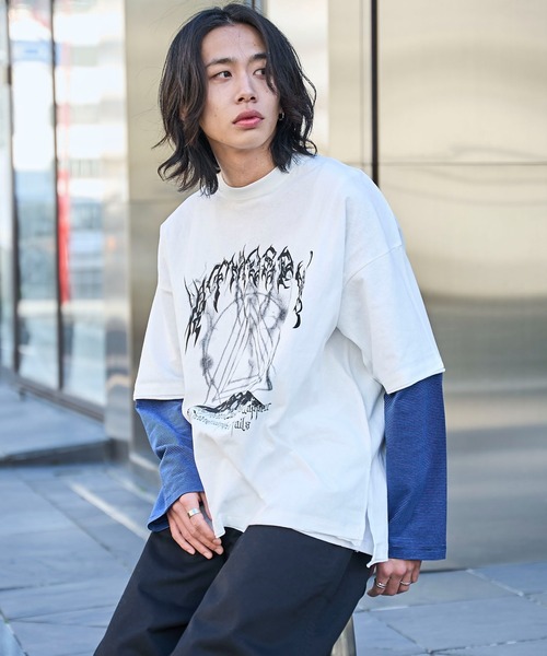 WEGO（ウィゴー） tシャツ WEGO/フェイクレイヤードグラフィックロンT