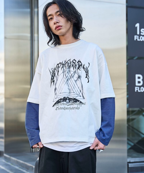 WEGO（ウィゴー） tシャツ WEGO/フェイクレイヤードグラフィックロンT