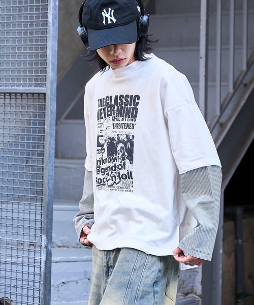WEGO（ウィゴー） tシャツ WEGO/フェイクレイヤードグラフィックロンT
