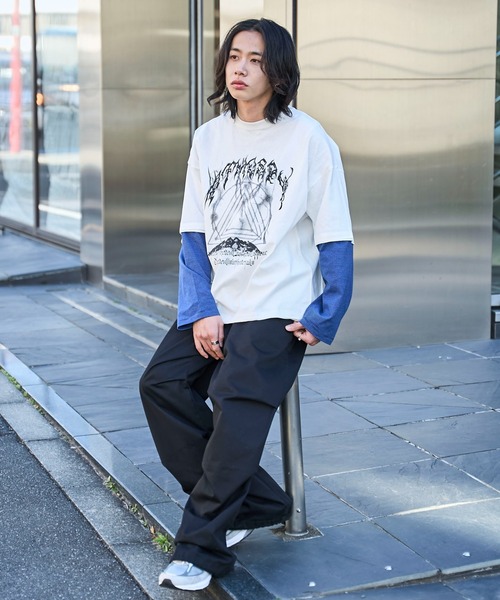 WEGO（ウィゴー） tシャツ WEGO/フェイクレイヤードグラフィックロンT