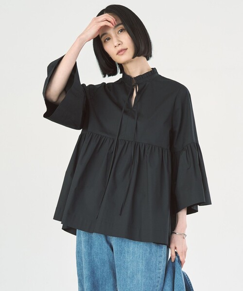 ブラウス シャツ 「抗菌防臭/洗える」コットンブロード フォルムシャツ レディース UNFILO ブラウス シャツ 「抗菌防臭/洗える」コットンブロード
