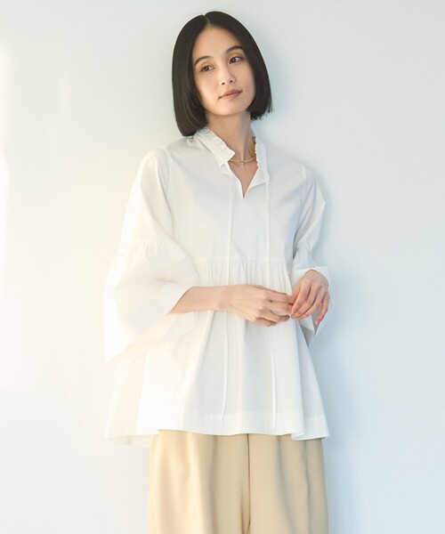 UNFILO ブラウス シャツ 「抗菌防臭/洗える」コットンブロード