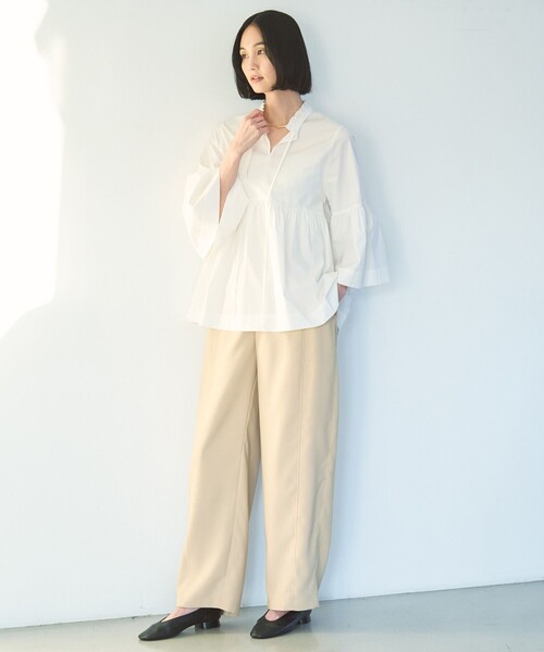 ブラウス シャツ 「抗菌防臭/洗える」コットンブロード フォルムシャツ レディース UNFILO ブラウス シャツ 「抗菌防臭/洗える」コットンブロード