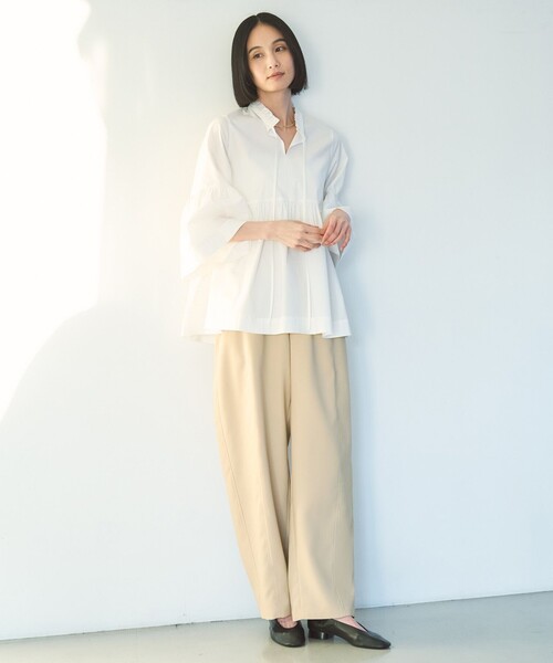 UNFILO ブラウス シャツ 「抗菌防臭/洗える」コットンブロード