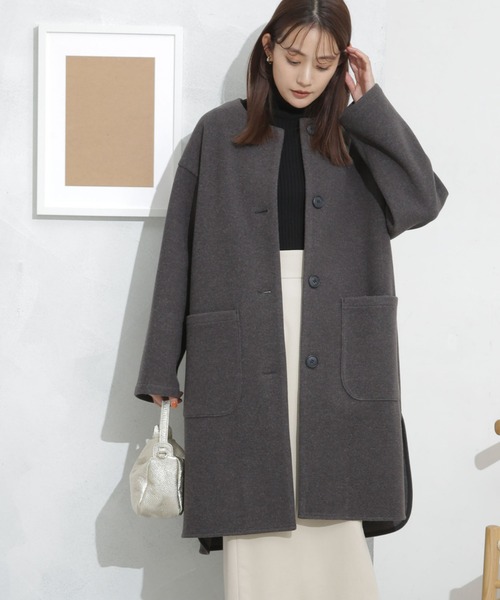 NANO universe（ナノ・ユニバース） ノーカラーコート FREE ブラック