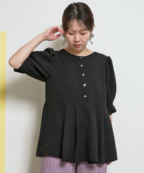 ブラウス シャツ 前後2way  ペプラムトップス レディース palm RICHE ブラウス シャツ 前後2way ペプラムトップス