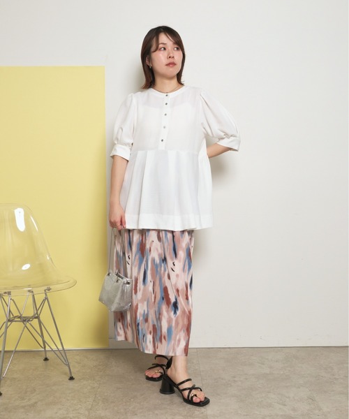 ブラウス シャツ 前後2way  ペプラムトップス レディース palm RICHE ブラウス シャツ 前後2way ペプラムトップス