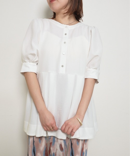 ブラウス シャツ 前後2way  ペプラムトップス レディース palm RICHE ブラウス シャツ 前後2way ペプラムトップス