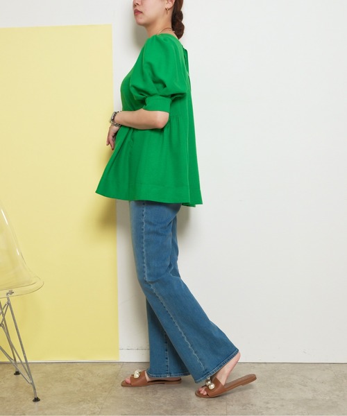 ブラウス シャツ 前後2way  ペプラムトップス レディース palm RICHE ブラウス シャツ 前後2way ペプラムトップス