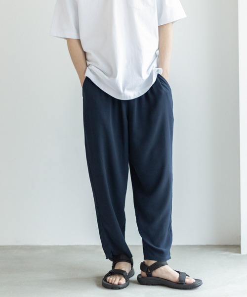 パンツ 柔らかくて着心地のよい冷感レーヨンアンクルパンツ メンズ レディース | NAVY（ファッション） | 23