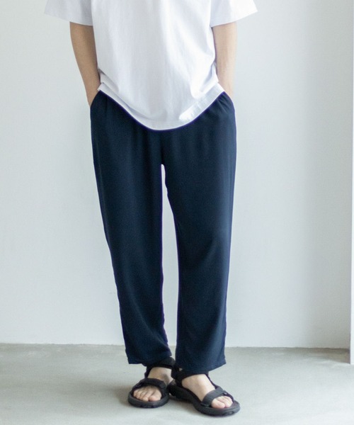 パンツ 柔らかくて着心地のよい冷感レーヨンアンクルパンツ メンズ レディース | NAVY（ファッション） | 22